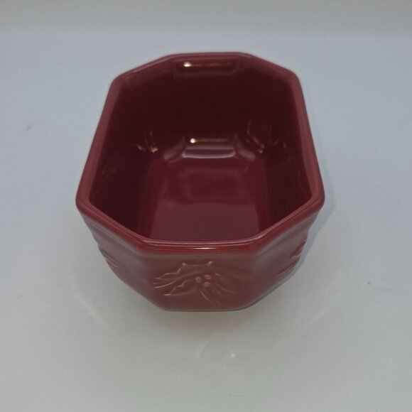 Longaberger Natures Garland Embossed Dish Red Stoneware With Box 11657420 - Picture 6 of 10